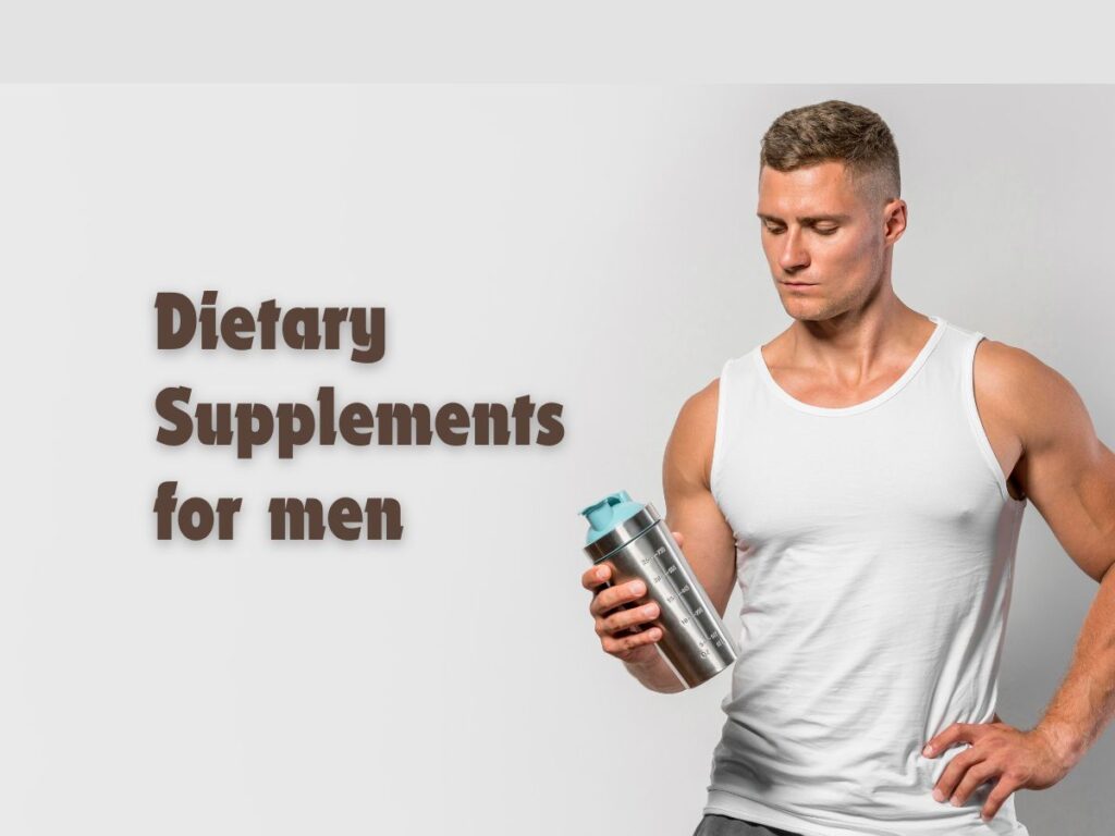 Fit man holding supplement bottle – dietary supplements for men for muscle growth and health