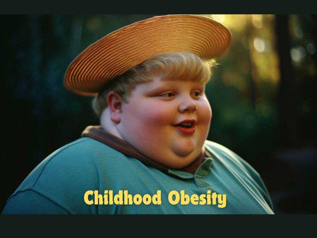 Child with obesity outdoors – raising awareness about childhood obesity and health risks