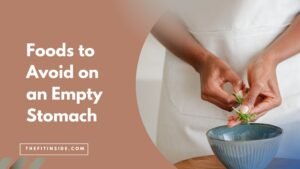 Image of a girl's hands, chopping off salads in a bowl, with the text on the image: foos to avoid on an empty stomach | gut healing diet