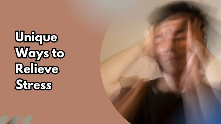 Blurred image of a stressed person holding their head with text overlay saying “CreativeWays to Relieve Stress”