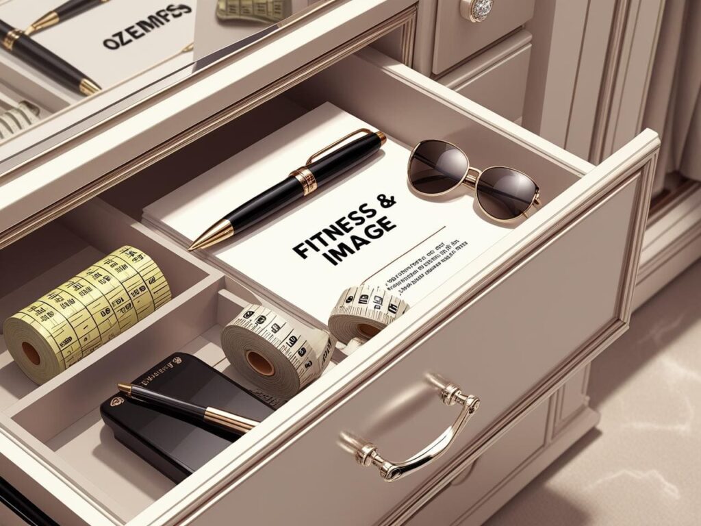 Ozempic pen shown with Bollywood-themed elements, hinting at its use in the film industry.