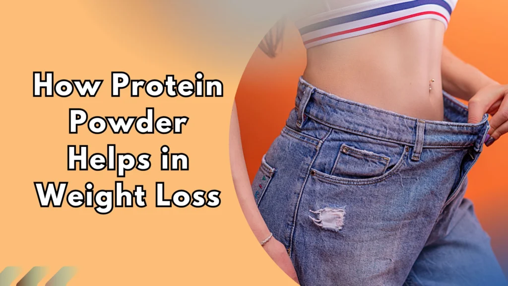 Image of a girl showing flat belly on a loose jeans, highlighting how protein helps.