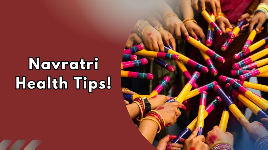 Navratri health tips with dandiya sticks during Garba dance.