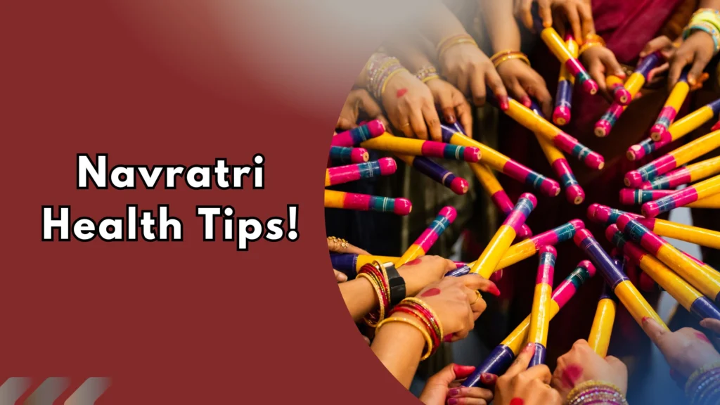 Navratri health tips with dandiya sticks during Garba dance.