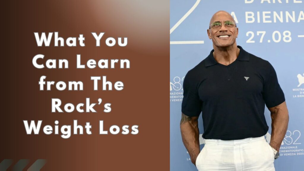 Dwayne “The Rock” Johnson smiling at an event in a black polo and white pants.