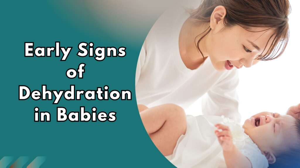 Picture of a mother comforting a crying baby: early signs of dehydration in babies.