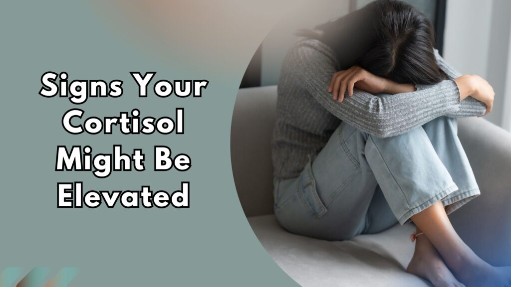 Woman sitting alone looking distressed showing signs of high cortisol.