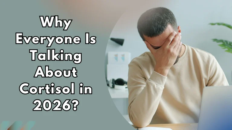 Man stressed at desk representing high cortisol levels in 2026