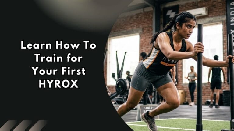 Learn how to train for your first HYROX: woman doing sled push