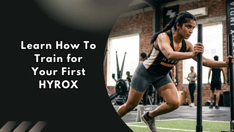 Learn how to train for your first HYROX: woman doing sled push