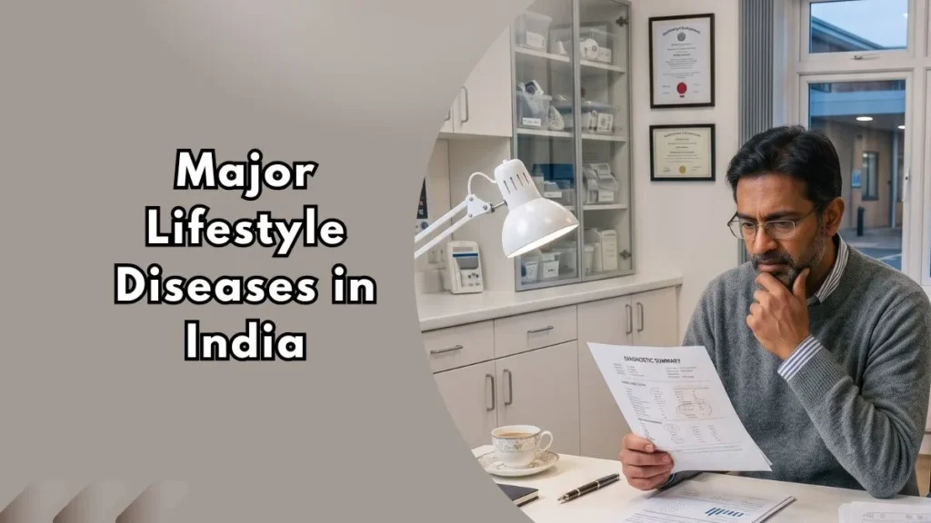 Major-Lifestyle-Diseases-in-India-thefitinside Man reviewing a diagnostic health report, representing rising lifestyle disease diagnoses in India