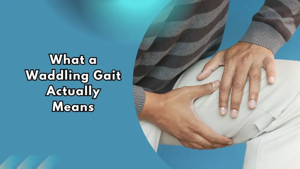 What-a-Waddling-Gait-Actually-Means Close-up of a person holding their knee, illustrating hip and joint issues linked to waddling gait