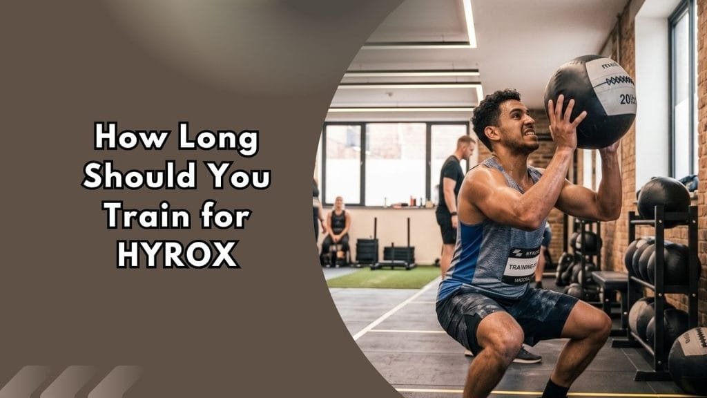 how-long-should-you-train-for-hyrox How long should you train for HYROX: athlete doing wall ball squat